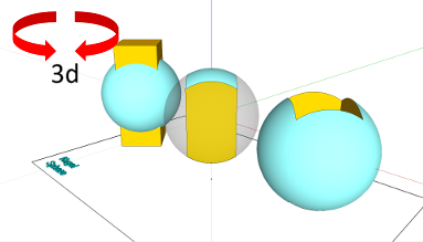 Geometrie; Körper mit gekrümmten Flächen; Kugel, Vierkant; Körper - Durchdringung mit Körper